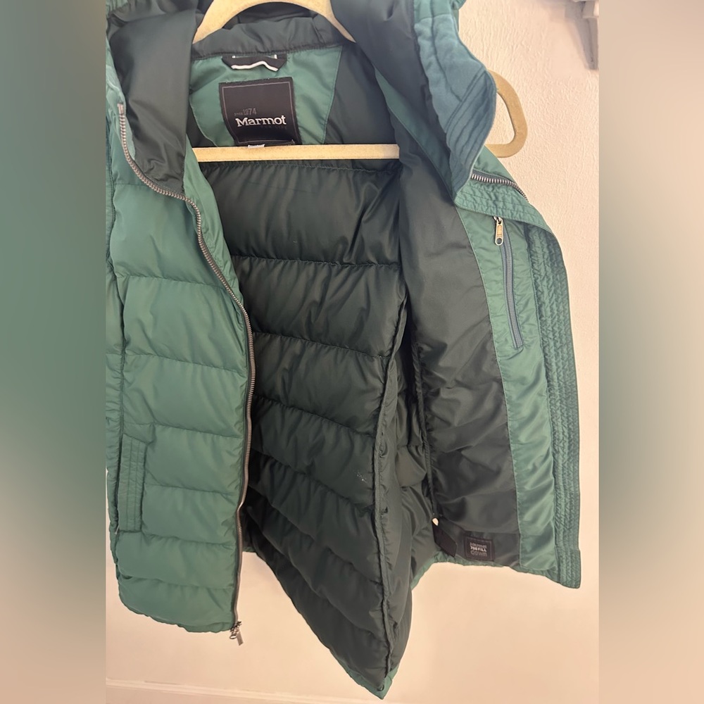 Marmot Forest Green Puffer Vest with Hood - Picture 3 of 10